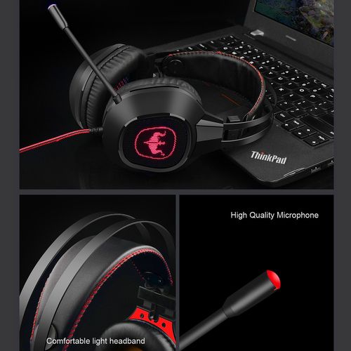 Casque Gamer Gt64 Rouge Avec Micro Et LED Pour PC Et Consoles - Haut-parleur 40mm - Contrôle Volume