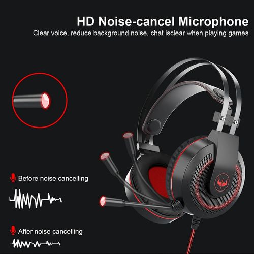 Casque Gamer Gt65 Rouge Avec Micro Et LED Pour PC Et Consoles - Haut-parleur 40mm - Contrôle Volume