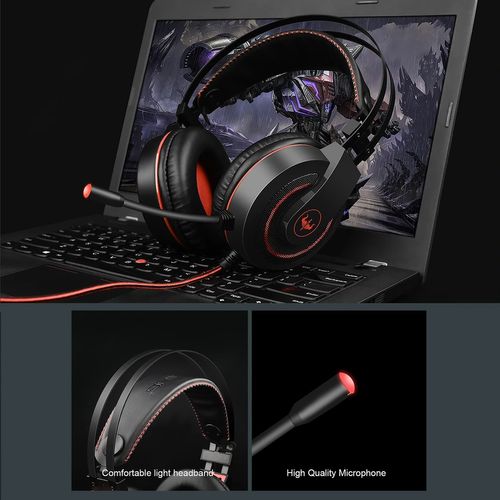 Casque Gamer Gt65 Rouge Avec Micro Et LED Pour PC Et Consoles - Haut-parleur 40mm - Contrôle Volume