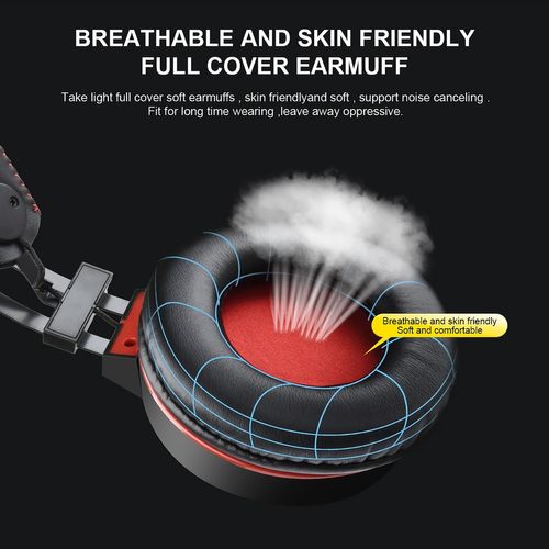 Casque Gamer Gt65 Rouge Avec Micro Et LED Pour PC Et Consoles - Haut-parleur 40mm - Contrôle Volume