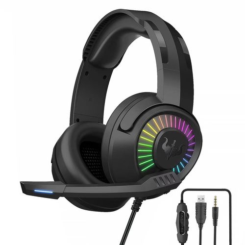 Casque Gamer Gt67 Noir Avec Micro Et LED Pour PC Et Consoles - Hp 40mm - Contrôle Du Volume