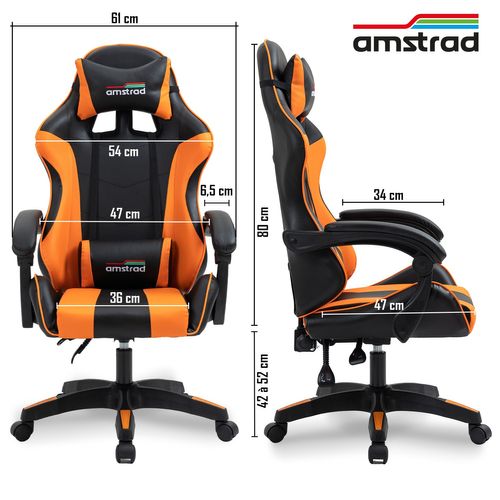 Pack Bureau Desk120z-orange et Fauteuil Ams-800-orange - Finition Orange - 1m20 - Style Carbone