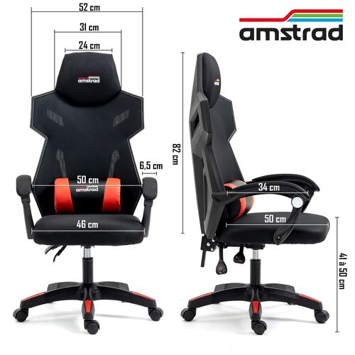 Pack Bureau Gamer Amstrad — Bureau 120 Cm Rouge & Fauteuil Ergonomique Mesh Noir/rouge - 14