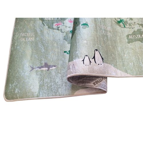 Tapis Enfant - MANI TEXTILE - Monde - Bleu - 80x150 Cm