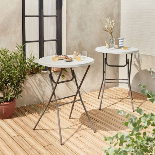 Lot De 2 Tables Hautes De Réception – Gala – Mange Debout. Pliables. D.80cm X 110cm