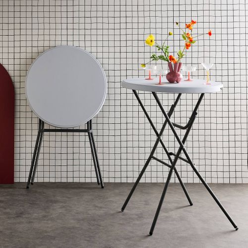 Lot De 2 Tables Hautes De Réception – Gala – Mange Debout. Pliables. D.80cm X 110cm