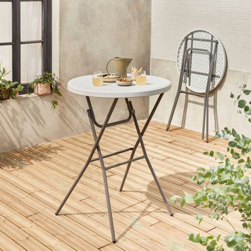 Lot De 2 Tables Hautes De Réception – Gala – Mange Debout. Pliables. D.80cm X 110cm