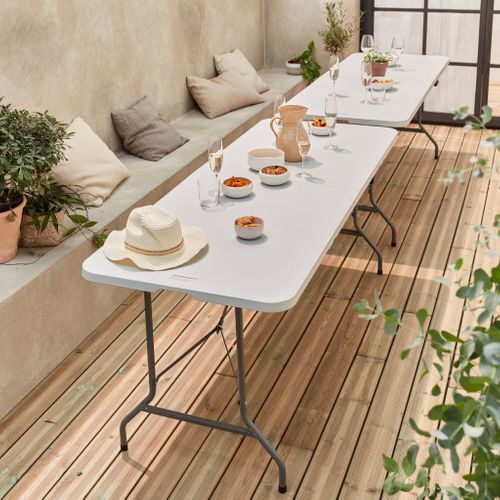 Lot De 2 Tables De Réception. Pliables 180cm. Table Pliante Avec Poignée De Transport. Table De