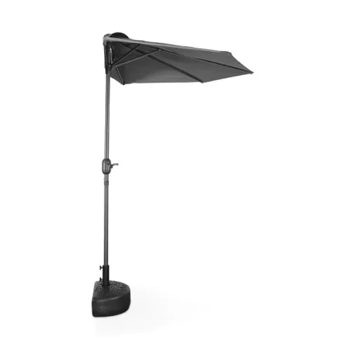 Parasol De Balcon D.250cm – Calvi – Demi-parasol Droit. Mât Central En Aluminium Avec Manivelle