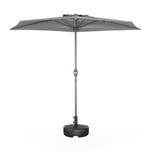 Parasol De Balcon D.250cm – Calvi – Demi-parasol Droit. Mât Central En Aluminium Avec Manivelle