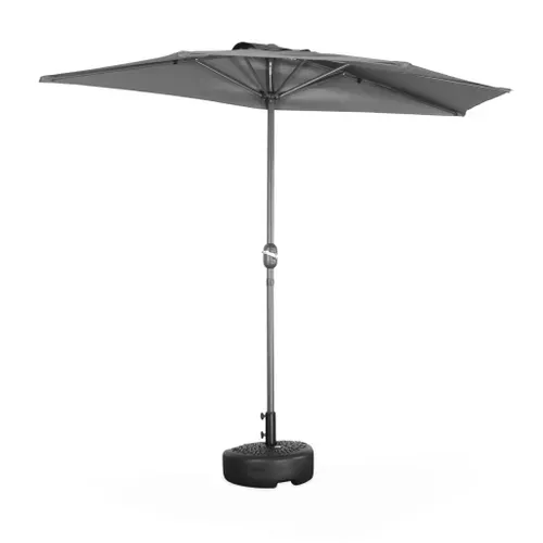 Parasol De Balcon D.250cm – Calvi – Demi-parasol Droit. Mât Central En Aluminium Avec Manivelle