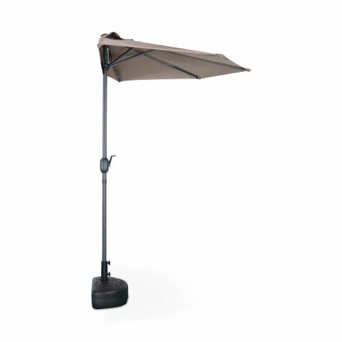Parasol De Balcon D.250cm – Calvi – Demi-parasol Droit. Mât Central En Aluminium Avec Manivelle