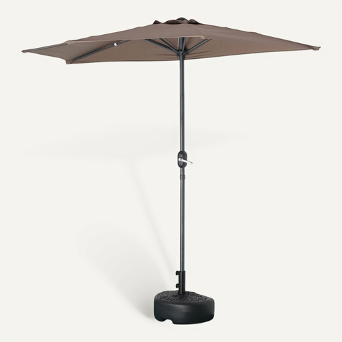 Parasol De Balcon D.250cm – Calvi – Demi-parasol Droit. Mât Central En Aluminium Avec Manivelle
