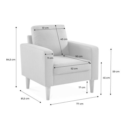 Fauteuil Scandinave En Tissu Gris Chiné Foncé - Bjorn - Canapé 1 Place Fixe Droit Pieds Bois