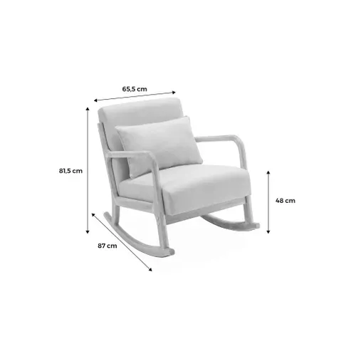 Fauteuil à Bascule Design En Bois Et Tissu. 1 Place. Rocking Chair Scandinave. Bleu