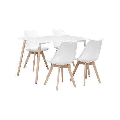 Table À Manger Rectangulaire Bois 120cm Blanc Hedvig 4 Chaises 4 Places Scandinave