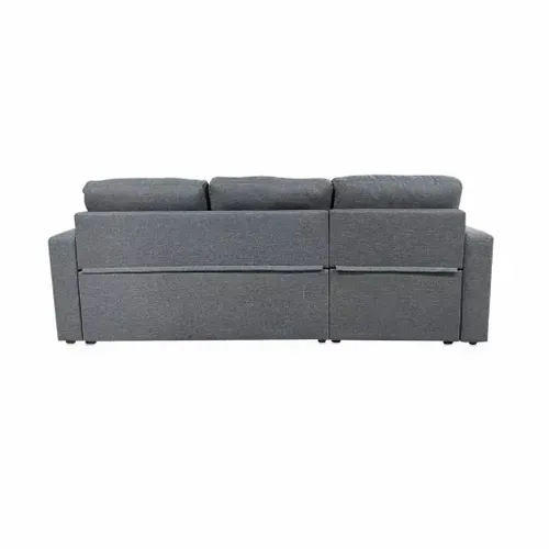 Canapé D'angle Convertible En Tissu Gris Chiné Foncé Ida - 3 Places - Fauteuil D'angle Réversible