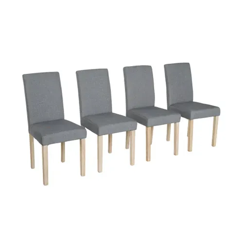 Lot De 4 Chaises - Rita - Chaises En Tissu. Pieds En Bois Cérusé. Gris Clairs