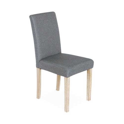 Lot De 4 Chaises - Rita - Chaises En Tissu. Pieds En Bois Cérusé. Gris Clairs