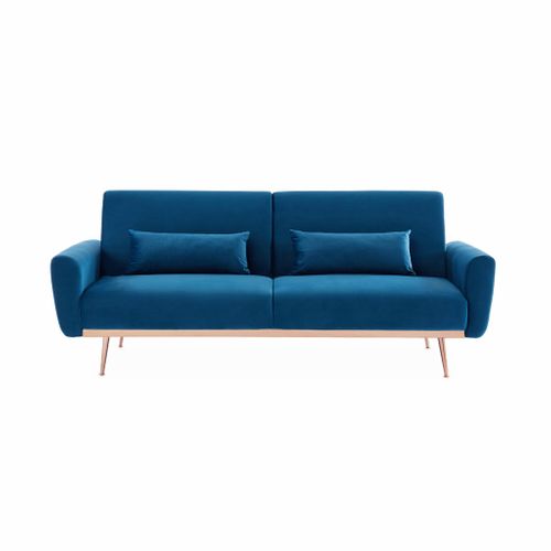 Canapé Convertible Design En Velours - Oskar - 2 - 3 Places Scandinave Droit Avec Pieds Fins Or