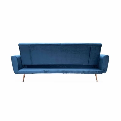 Canapé Convertible Design En Velours - Oskar - 2 - 3 Places Scandinave Droit Avec Pieds Fins Or