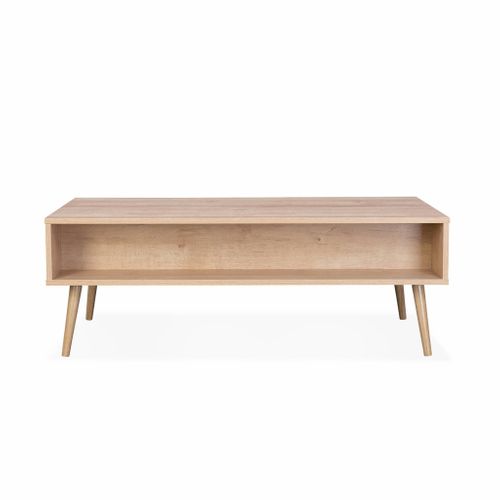 Table Basse En Cannage 110 X 59 X 39 Cm - Bohème - Naturel. 1 Tiroir. 1 Espace De Rangement. Pieds