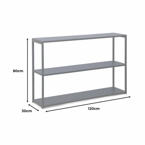 Etagère Basse 3 Niveaux En Métal Noir - Industrielle - 120x30x80cm