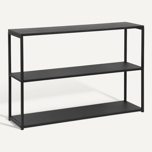 Etagère Basse 3 Niveaux En Métal Noir - Industrielle - 120x30x80cm