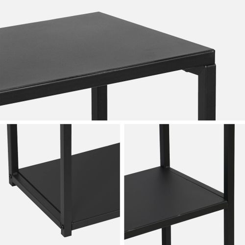 Etagère Basse 3 Niveaux En Métal Noir - Industrielle - 120x30x80cm