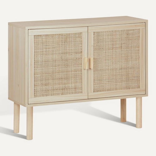Buffet En Décor Bois Et Cannage - Camargue - 2 Portes. Buffet Bas. 80x30x68cm