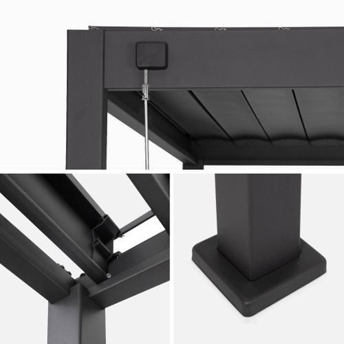 Pergola Bioclimatique Gris Anthracite – Triomphe – 3x4m. Aluminium. à Lames Orientables