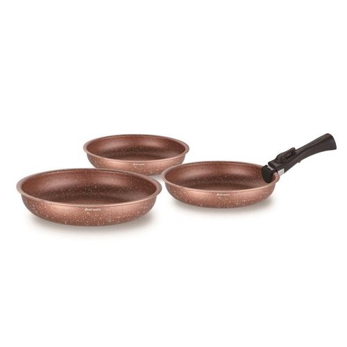 Set De 3 Poêles Arthur Martin En Aluminium Avec Poignée Amovible - 20, 24, 28 Cm - Tous Feux