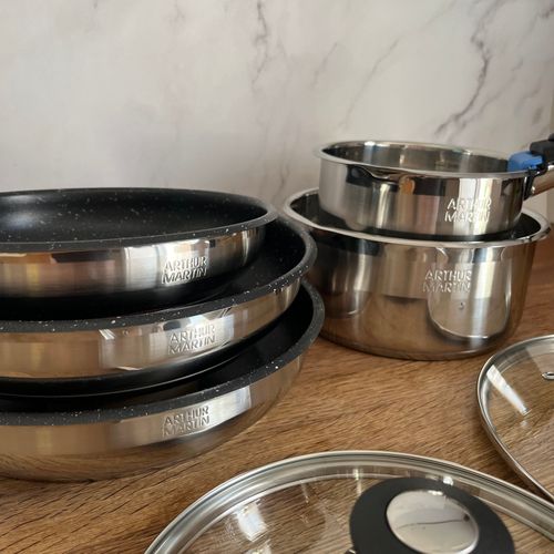 Am2493 : Batterie De Cuisine 8 Pièces Poêles Et Casseroles En Inox