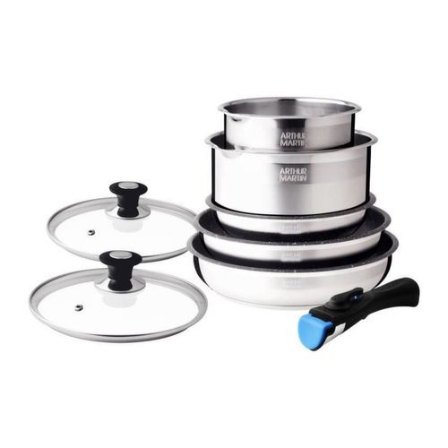 Am2493 : Batterie De Cuisine 8 Pièces Poêles Et Casseroles En Inox