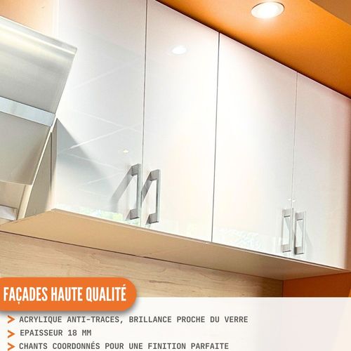 Meuble Haut De Cuisine Eco Blanc Brillant 1 Porte Relevable L 60 Cm