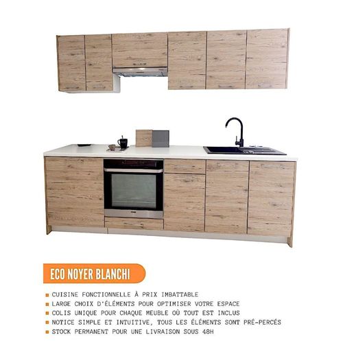 Meuble Haut De Cuisine Eco Noyer Blanchi 2 Portes Vitrées L 80 Cm