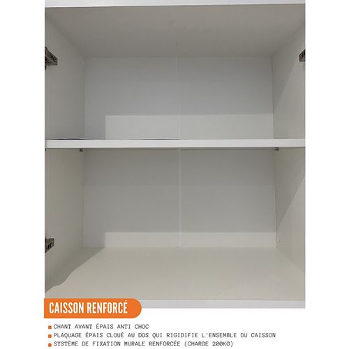 Meuble Haut De Cuisine Eco Noyer Blanchi 2 Portes Vitrées L 80 Cm