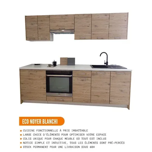 Meuble Bas De Cuisine Eco Noyer Blanchi 1 Porte L 30 Cm