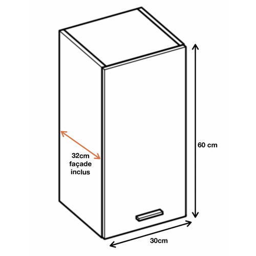 Meuble Haut De Cuisine Eco Chene Naturel 1 Porte L 30 Cm