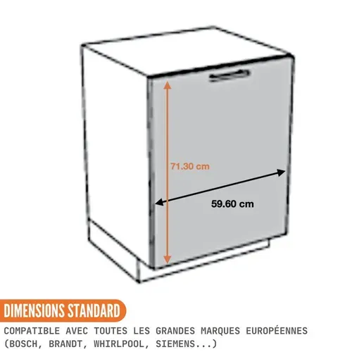 Façade Pour Lave-vaisselle Tout Intégrable Eco Chene Naturel L 60 Cm