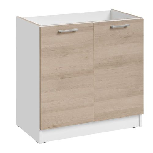 Meuble Sous-évier Eco Chene Naturel 2 Portes L 80 Cm