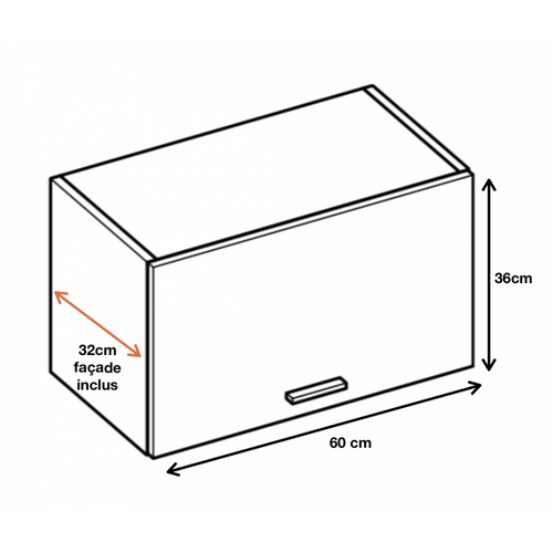 Meuble Haut De Cuisine Eco Gris Brillant 1 Porte Relevable L 60 Cm