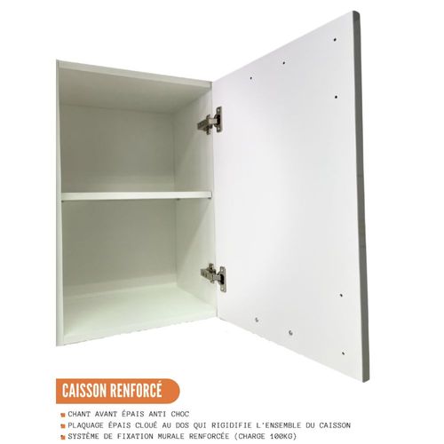 Meuble Haut De Cuisine Eco Gris Brillant 1 Porte L 30 Cm