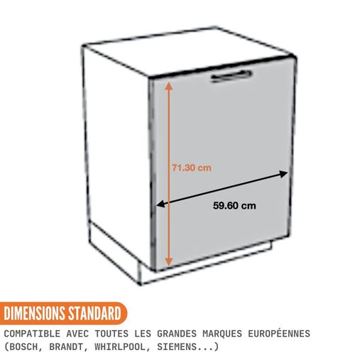 Façade Pour Lave-vaisselle Tout Intégrable Eco Gris Brillant L 60 Cm