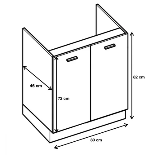 Meuble Sous-évier Eco Gris Brillant 2 Portes L 80 Cm