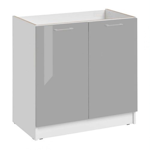 Meuble Sous-évier Eco Gris Brillant 2 Portes L 80 Cm