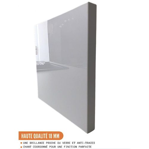 Meuble Haut De Cuisine Eco Blanc Brillant 2 Portes Vitrées L 80 Cm