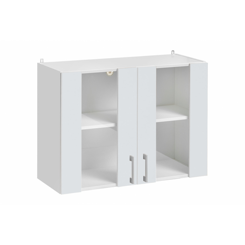 Meuble Haut De Cuisine Eco Blanc Brillant 2 Portes Vitrées L 80 Cm