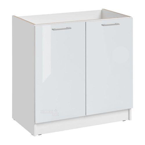 Meuble Sous-évier Eco Blanc Brillant 2 Portes L 80 Cm