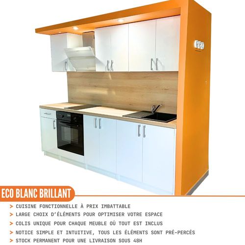 Meuble Bas De Cuisine Eco Blanc Brillant 2 Portes L 60 Cm